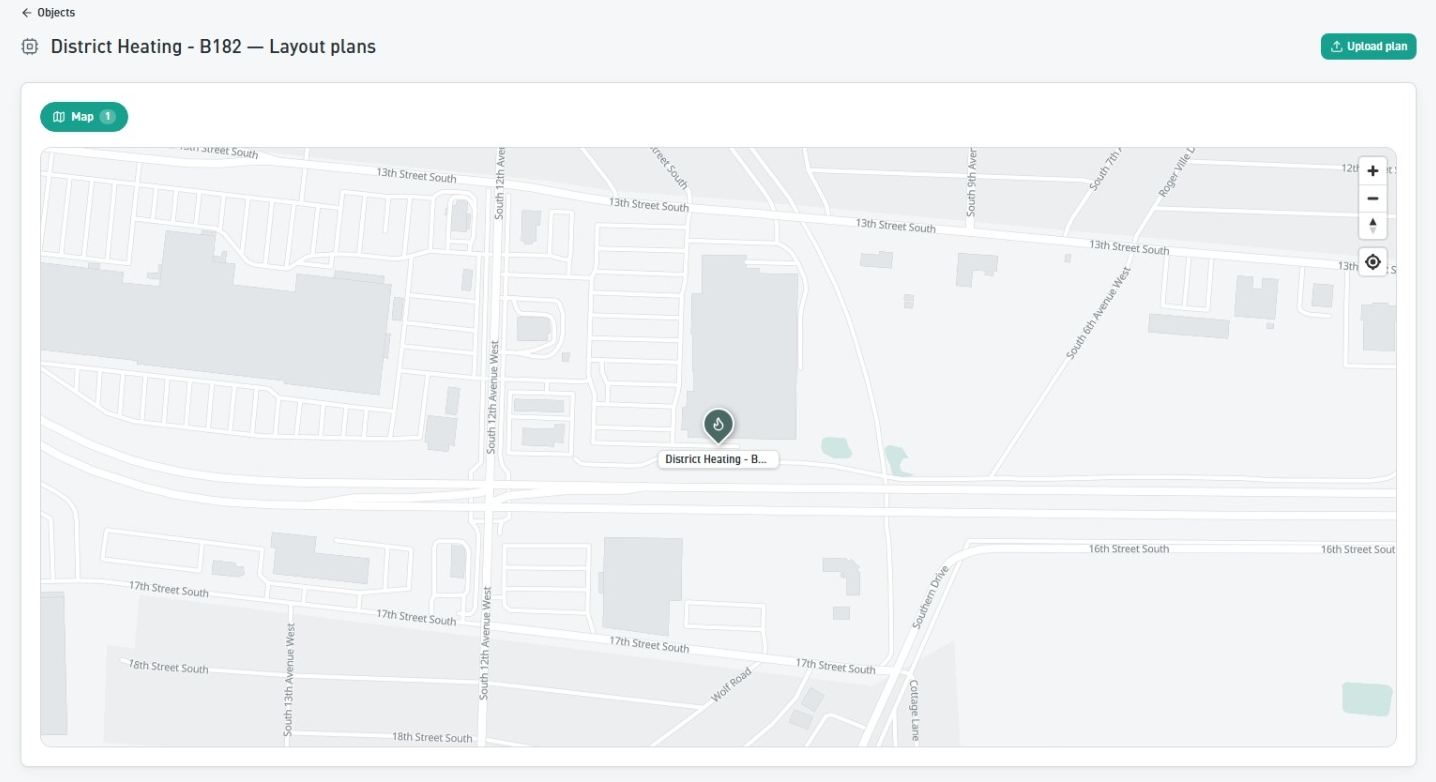 Map view in coreMaintenance: an object as a marker on the map